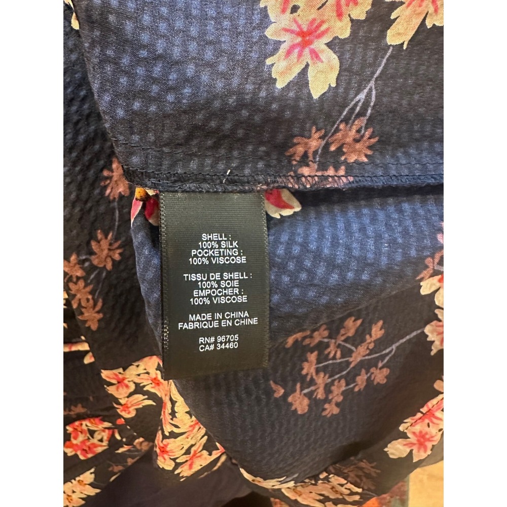 Rebecca Taylor 100% Silk Spring Blossom A-Line‎ Dress Sz 6 Navy V-Neck Florals - Picture 6 of 7